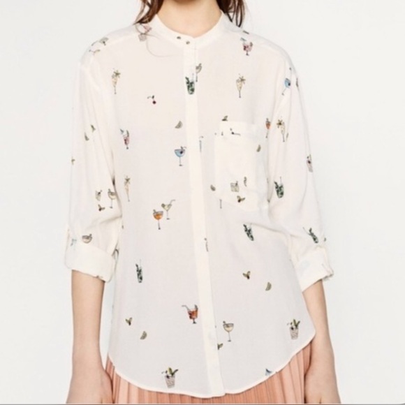 Zara cocktail printed blouse - Picture 3 of 13